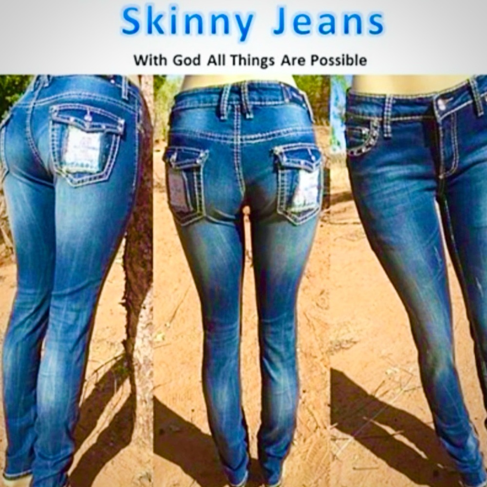 New Bling Premium Denim Blue Jeans with Embellished Pockets